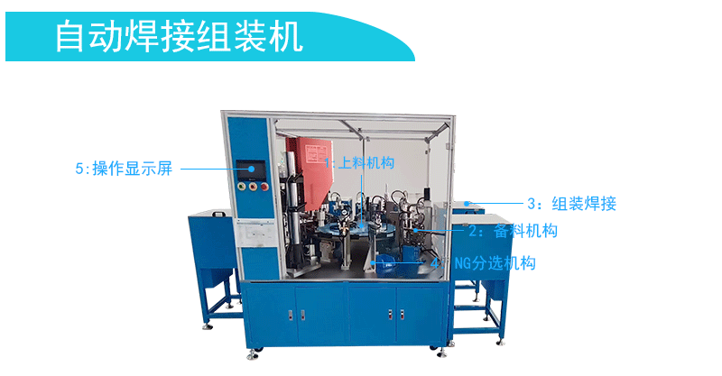 　　自动焊接组装机将上料、焊接、组装、扣上橡胶环等十二路工序进行全自动工作，显示屏操作简易解放双手，高效节约功夫成本，机械选取超声波焊接职能，智能检测遗漏产品和不良产品的分选；抵匾浼选用驰名品牌，机械安全耐用，运行不变靠得住。  　　产品具体:  　　型号:GST-YYG201A  　　电压:220VAC  　　功率:2000W  　　产能:600/H  　　尺寸:280*250*220CM  　　沉量:1000KG  　　配件:信捷  　　电压频率:50Hz±2%  　　PLC:三凌  　　显示器：威伦通  　　变频器:汇川  　　振盘：创优  　　CCD视觉:基恩